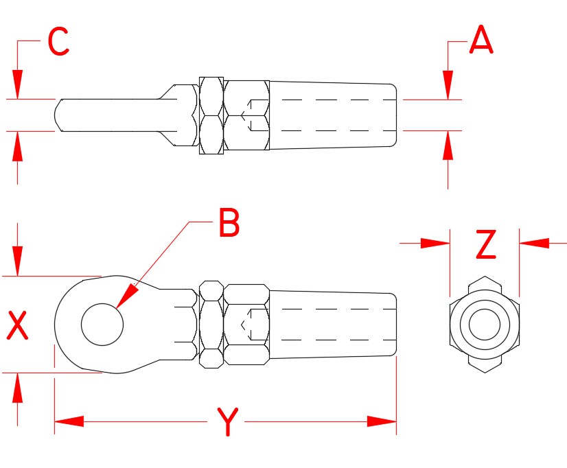 Stainless Steel Quick Attach™ Eye, S0761-0003, S0761-0004, S0761-0005, S0761-0007, S0761-0009, S0761-0010, S0761-0013, Line Drawing Stainless Steel Quick Attach™ Eye, S0761-0003, S0761-0004, S0761-0005, S0761-0007, S0761-0009, S0761-0010, S0761-0013, Line Drawing